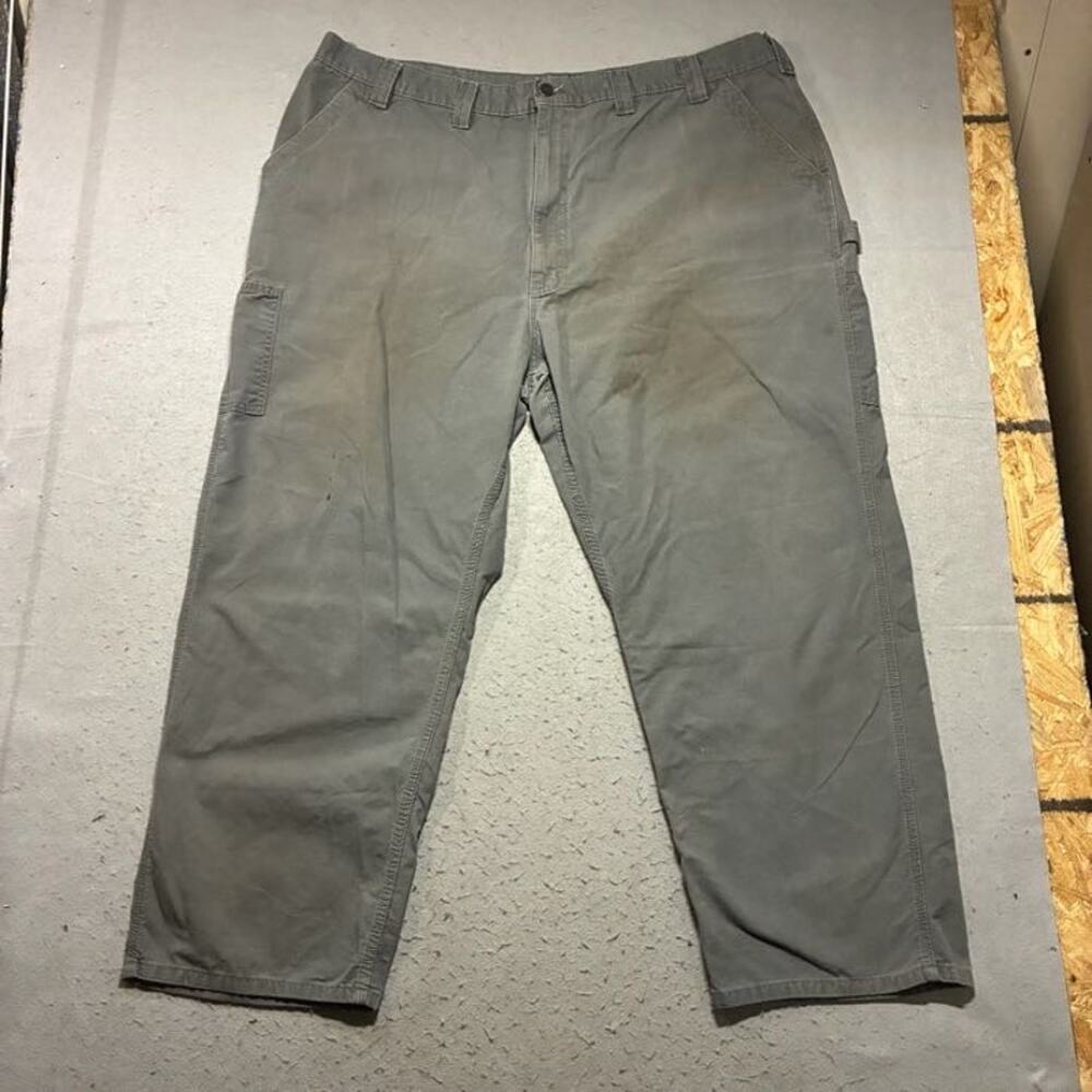 Carhartt Canvas Work Dungaree Mens 48x30 Gray Carpenter Style Loose Fit B151-FAT